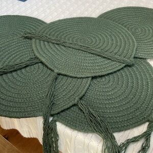 Braided circular chair seat covers/pads Lot of 5. 15” diameter. 17” tassels/ties